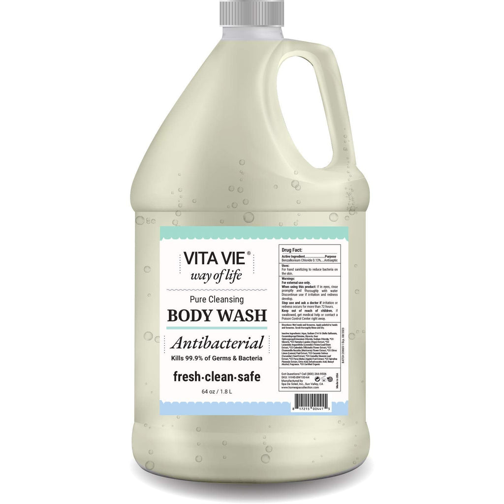 VITA VIE Body Wash Refill – Lemon Scent, Antibacterial Hand & Forearm Wash (64 oz)