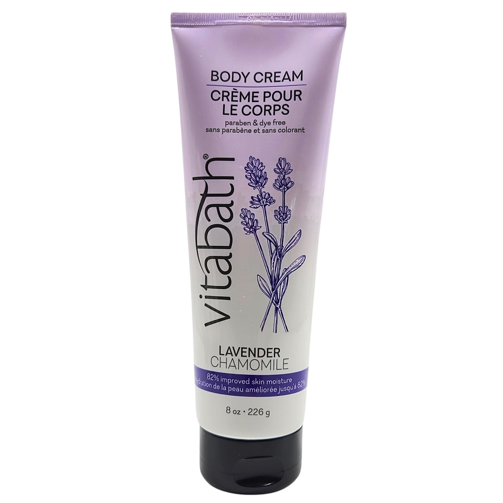 Vitabath Lavender Chamomile Moisturizing Body Cream – Soothing Hydration with Vitamin-Rich Skin Care (8 oz)