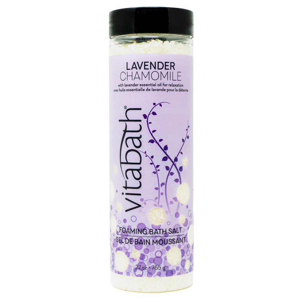 Vitabath Lavender Chamomile Foaming Bath Salts – Relaxing Bubble Bath, Muscle & Body Ache Soothing, 27 oz