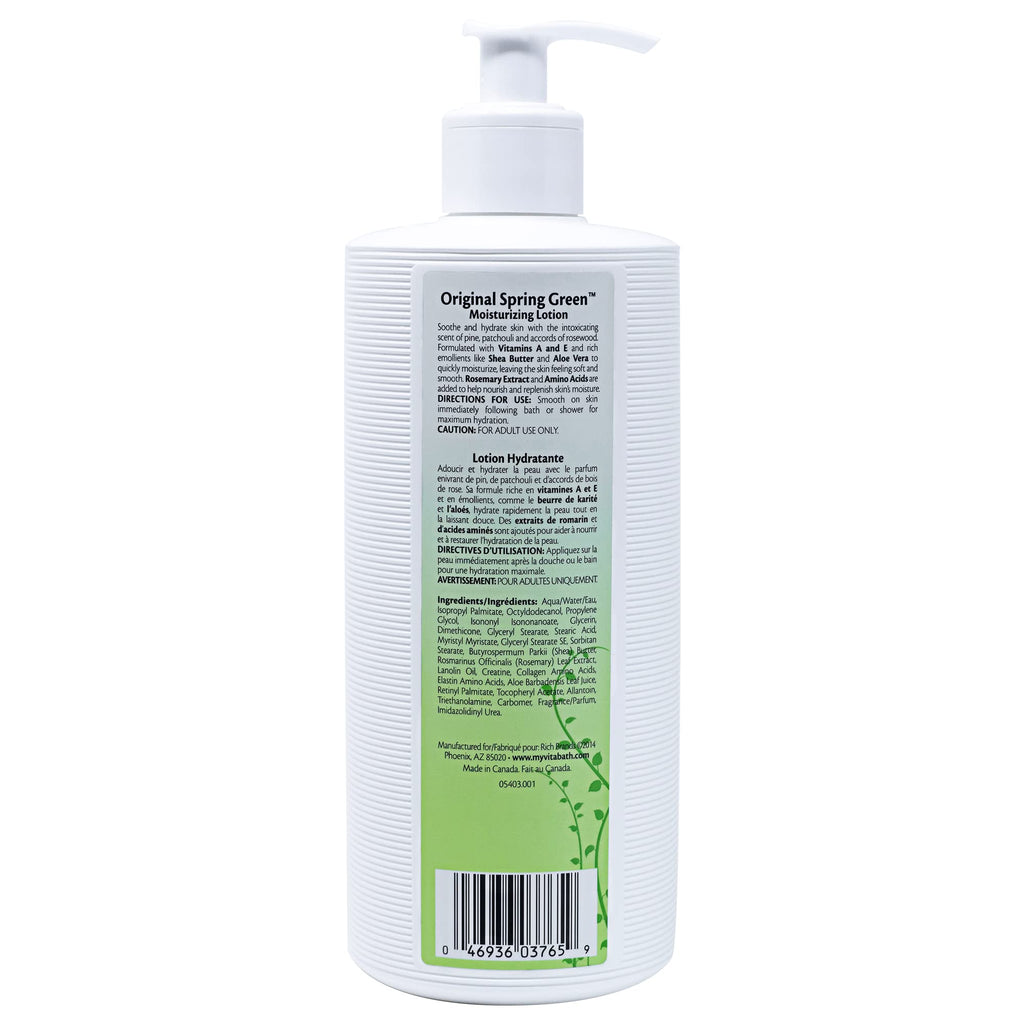 Vitabath Original Spring Green Moisturizing Body Lotion – Deep Hydration with Aloe & Shea Butter, Cruelty-Free, 20 oz