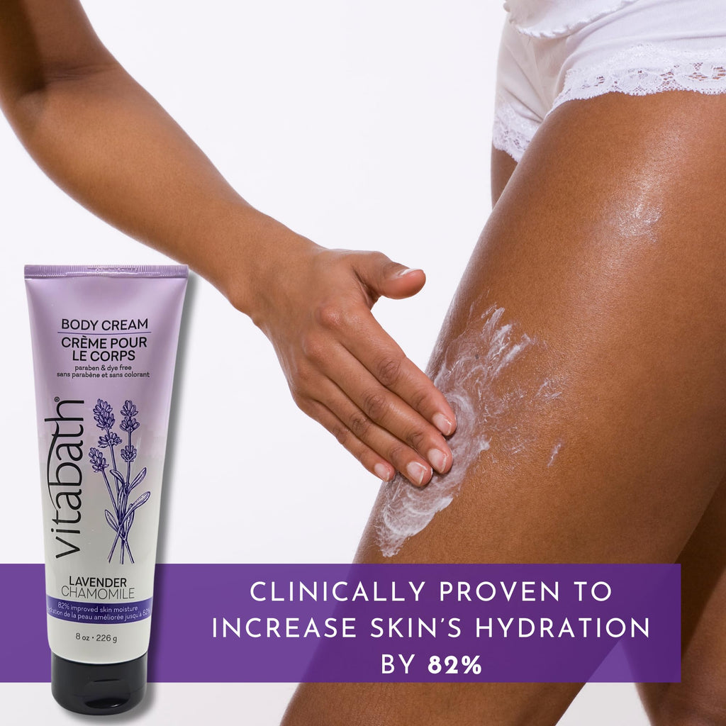 Vitabath Lavender Chamomile Moisturizing Body Cream – Soothing Hydration with Vitamin-Rich Skin Care (8 oz)