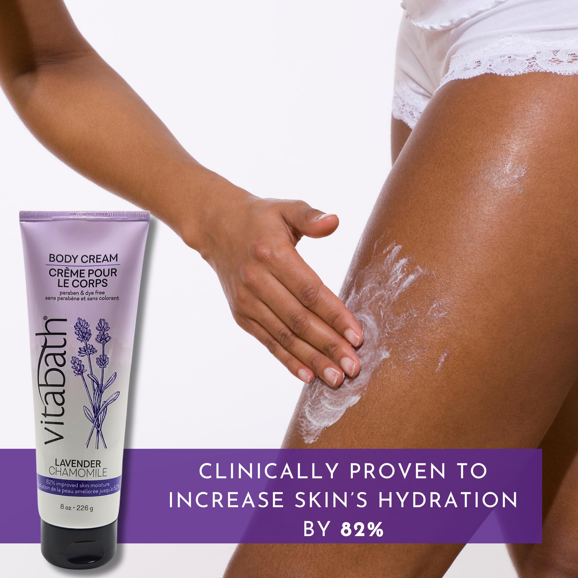 Vitabath Lavender Chamomile Moisturizing Body Cream – Soothing Hydration with Vitamin-Rich Skin Care (8 oz)