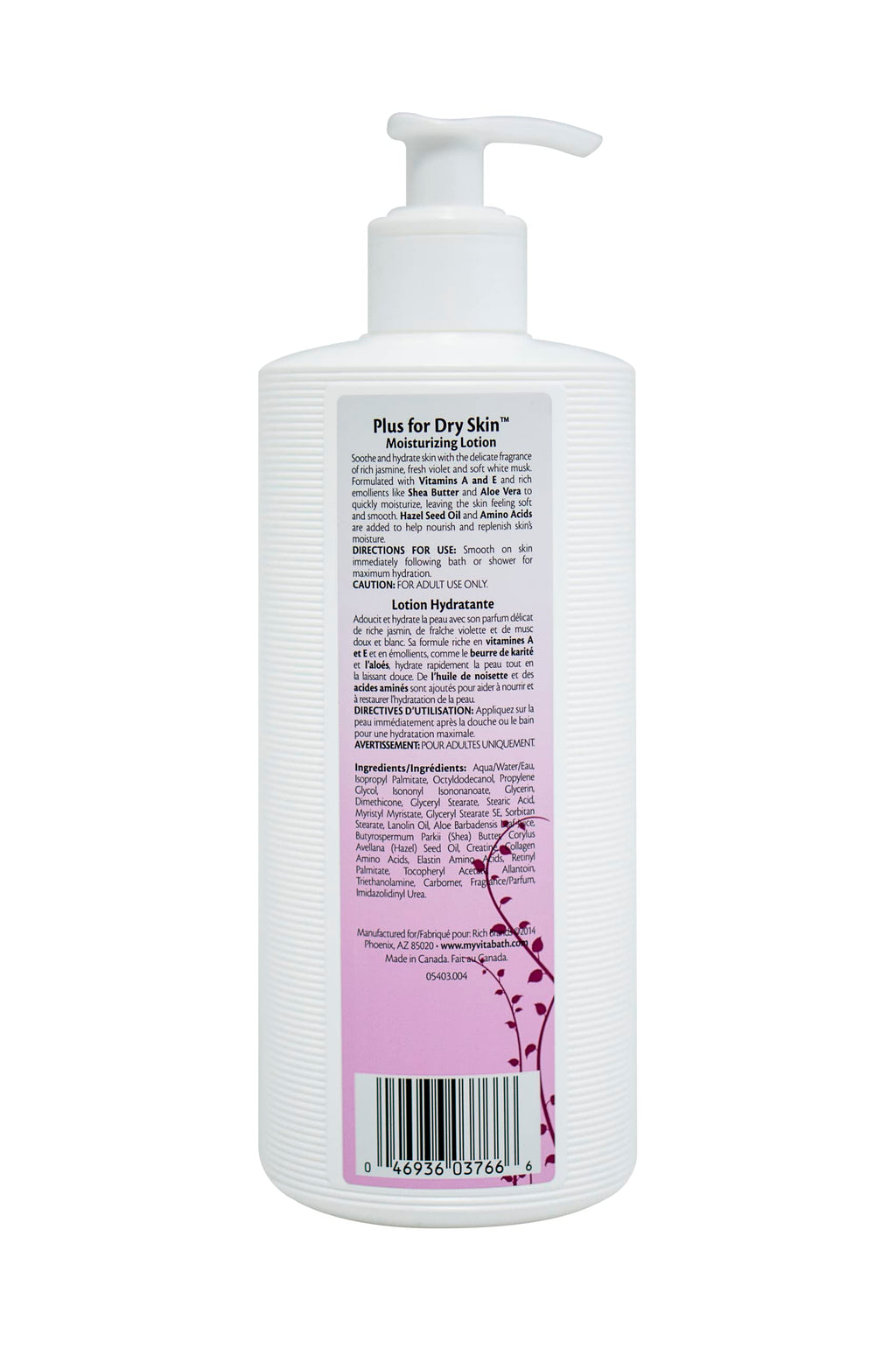 Vitabath Plus Dry Skin Moisturizing Lotion – Hydrating Aloe, Shea & Hazel Seed Oil