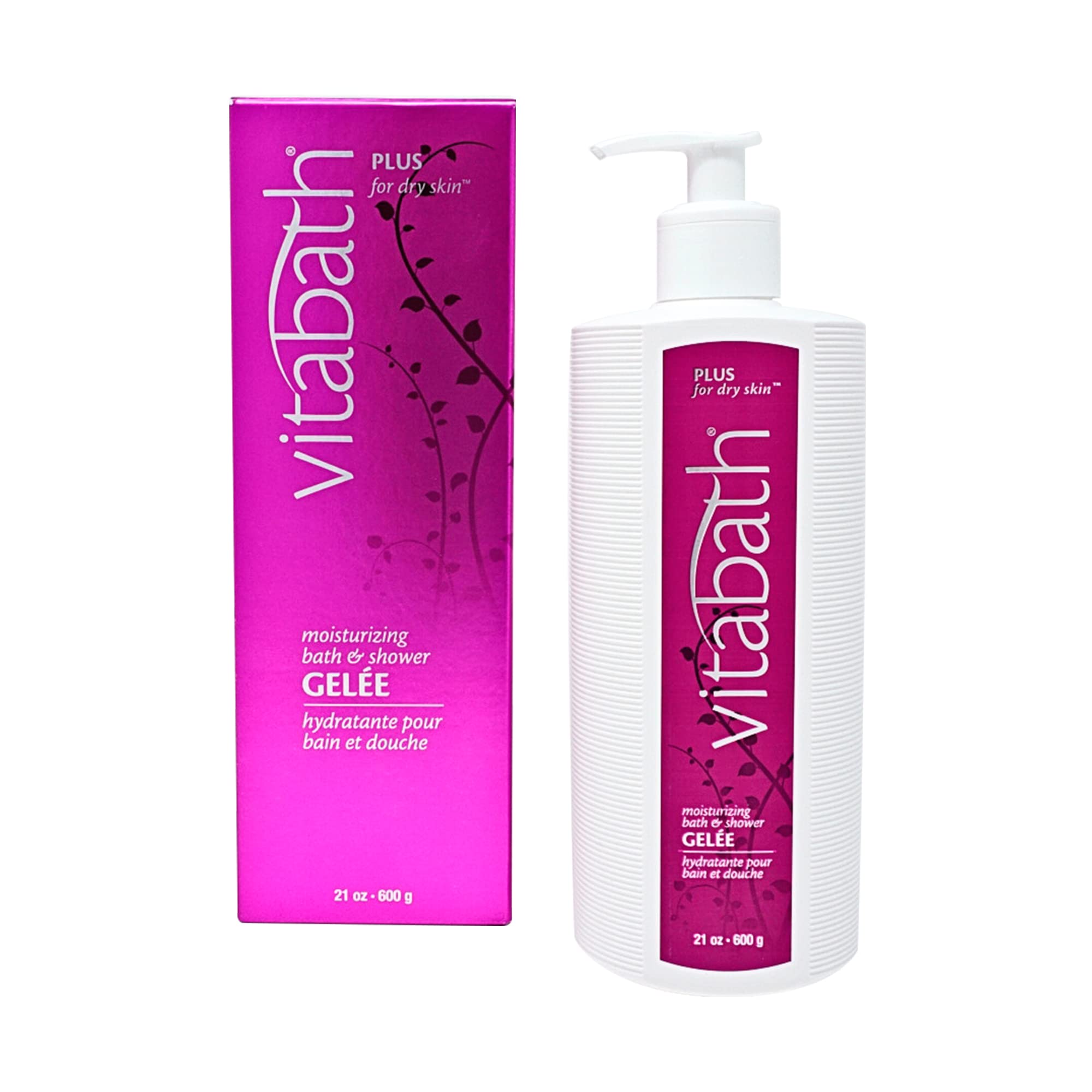 Vitabath Plus Dry Skin Moisturizing Bath & Shower Gel – Deep Hydration & Soothing Foam (21 oz)