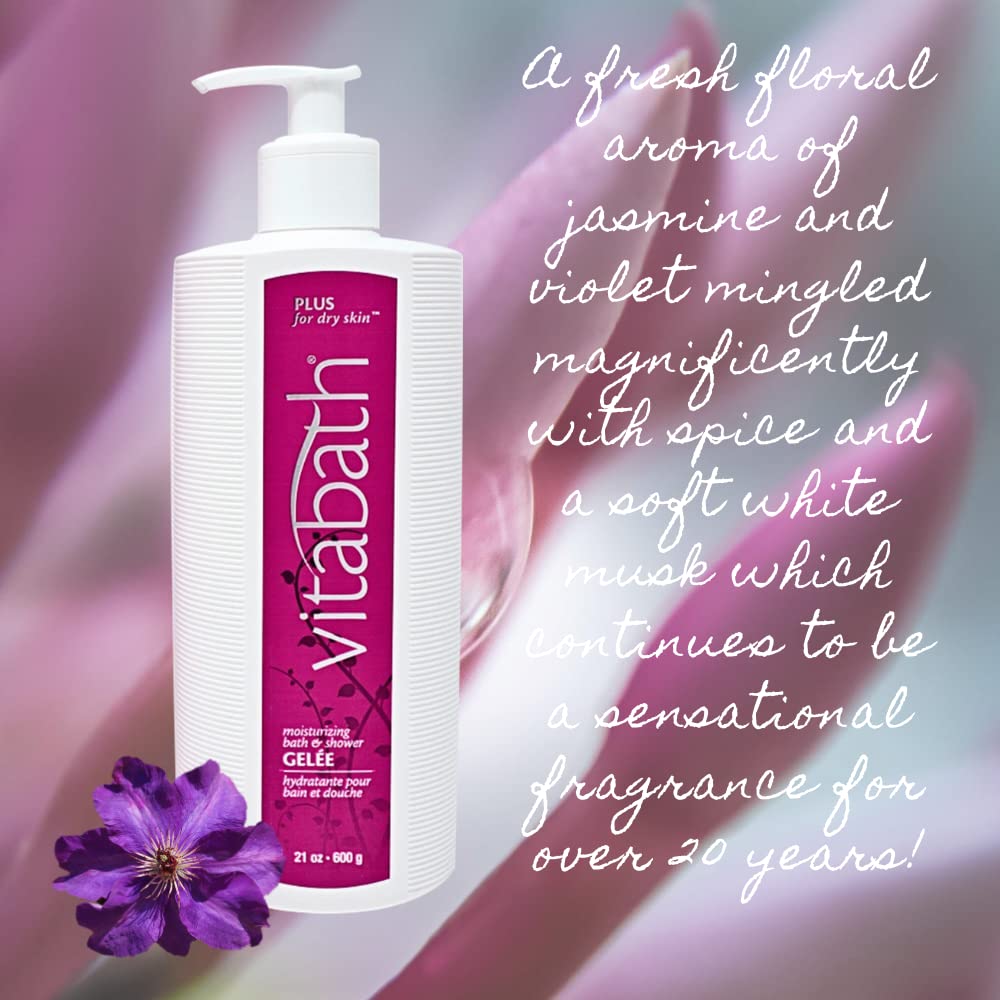 Vitabath Plus Dry Skin Moisturizing Bath & Shower Gel – Deep Hydration & Soothing Foam (21 oz)