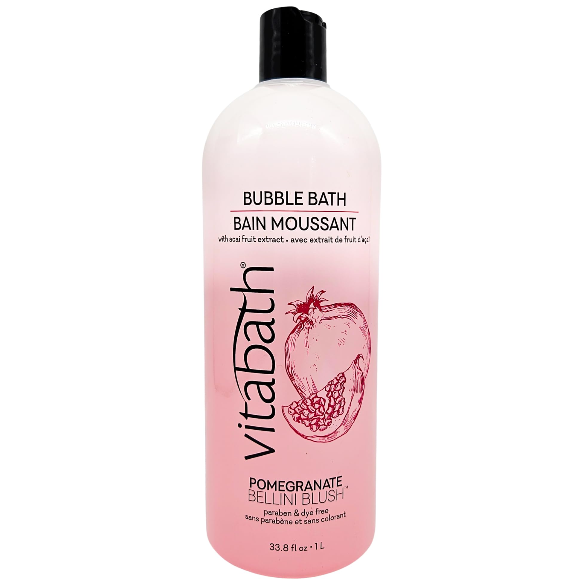 Vitabath Pomegranate Bellini Blush Bubble Bath – Rich Foaming & Aromatherapy (33.8 fl oz)