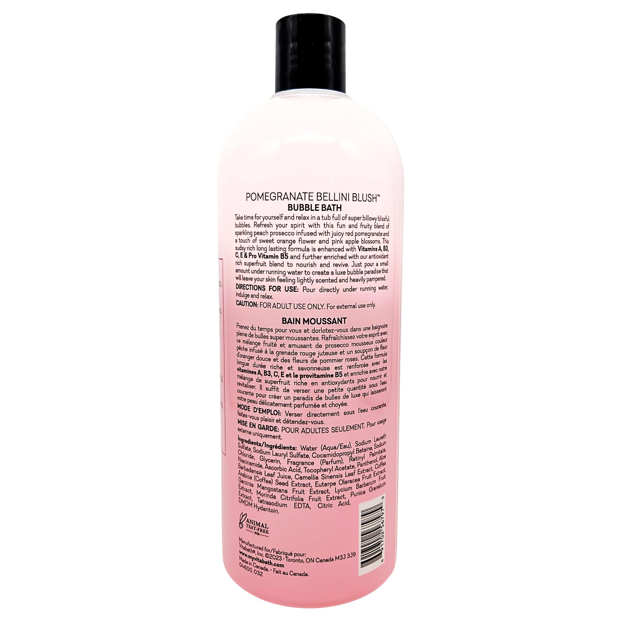 Vitabath Pomegranate Bellini Blush Bubble Bath – Rich Foaming & Aromatherapy (33.8 fl oz)