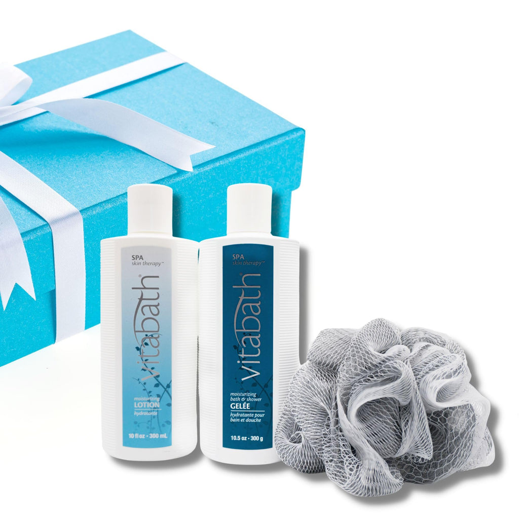 Vitabath Spa Skin Therapy Everyday Skincare Set | Moisturizing Shower Gel, Reviving Lotion & Exfoliating Pouf