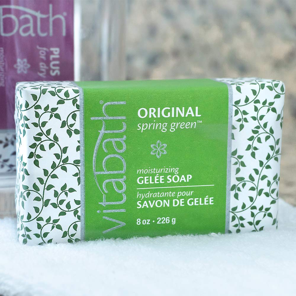 Vitabath Original Spring Green Gelee Bar Soap – Moisturizing Gel Cleanser & Hydrating Solid Body Wash (3 x 8oz)