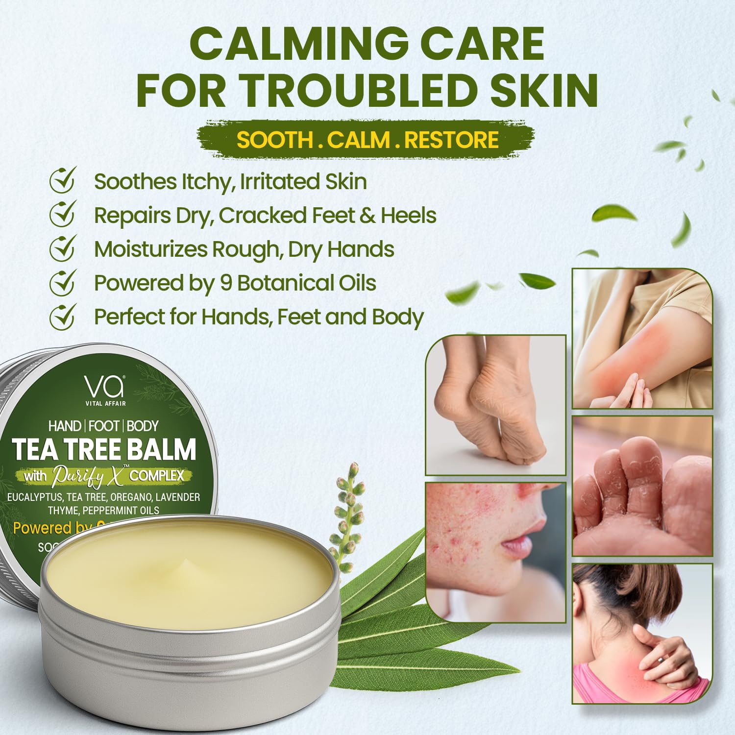 VITAL AFFAIR Tea Tree Oil Balm – Soothing Care for Dry, Sensitive Skin (4 oz)
