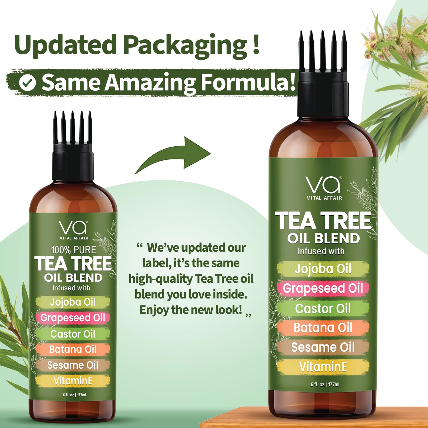 VITAL AFFAIR Tea Tree Oil Hair Treatment with Jojoba, Castor & Batana Oil – Dandruff Control & Hair Strength (6 Fl Oz)