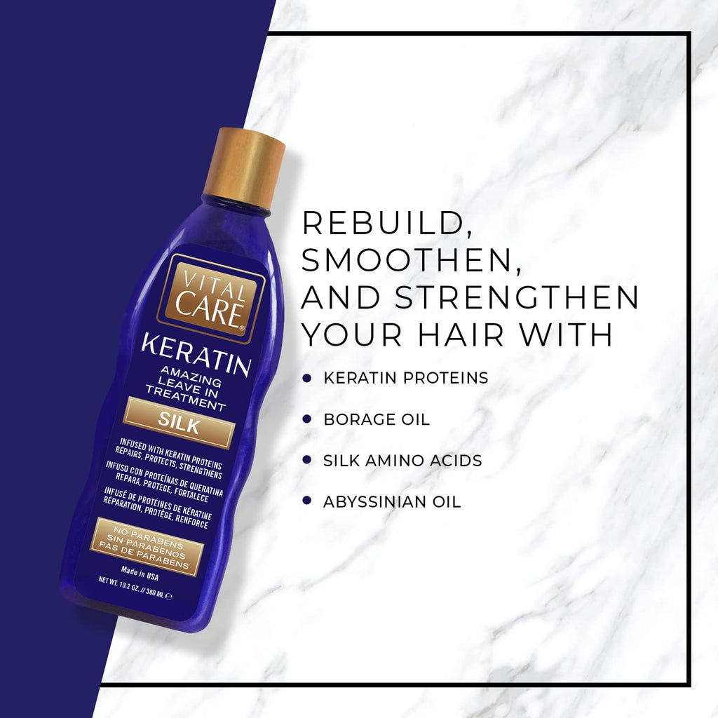 Vital Care Keratin Amazing Leave-In Silk Treatment – Gentle Daily Hydration & Shine
