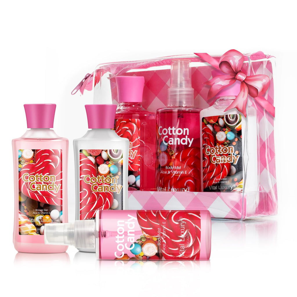 Vital Luxury Bath & Body Travel Gift Set – Cotton Candy 3pc (TSA-Friendly)