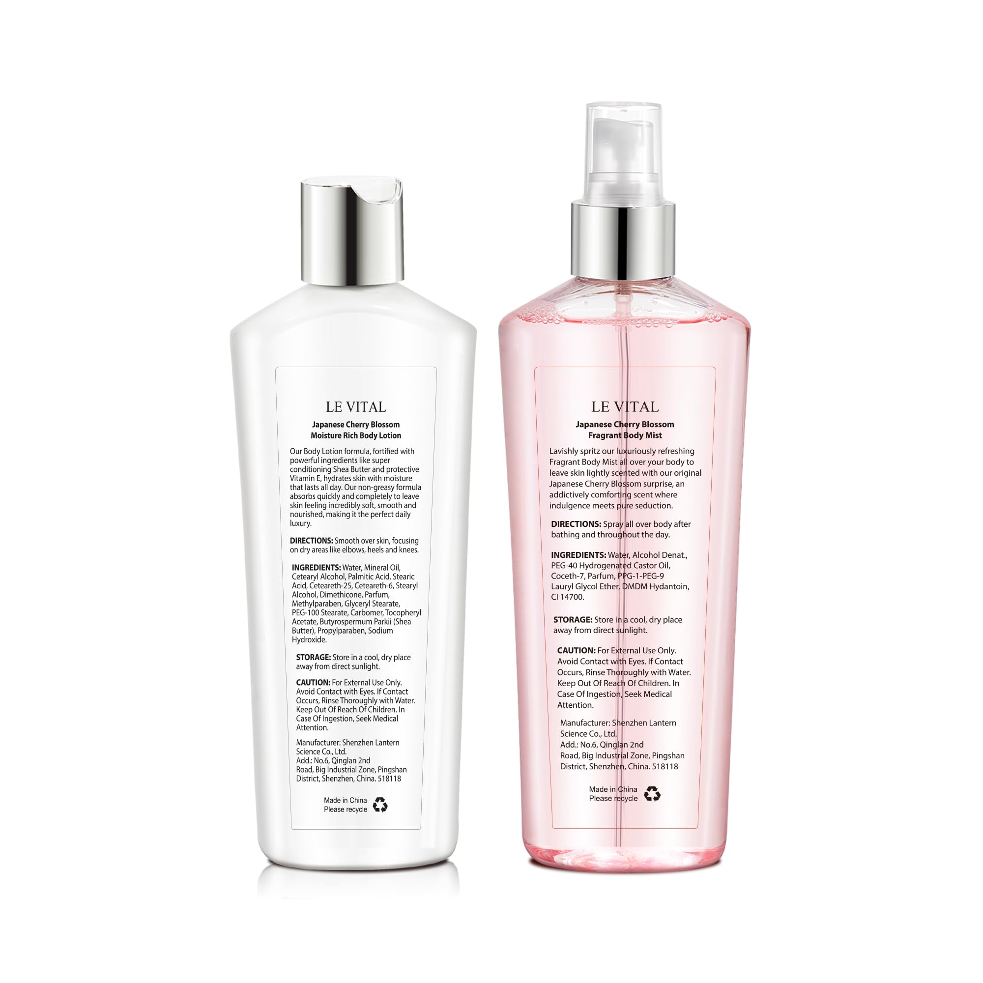 Vital Luxury Japanese Cherry Blossom Bath & Body Care Set – Mist & Cream (8 oz each)