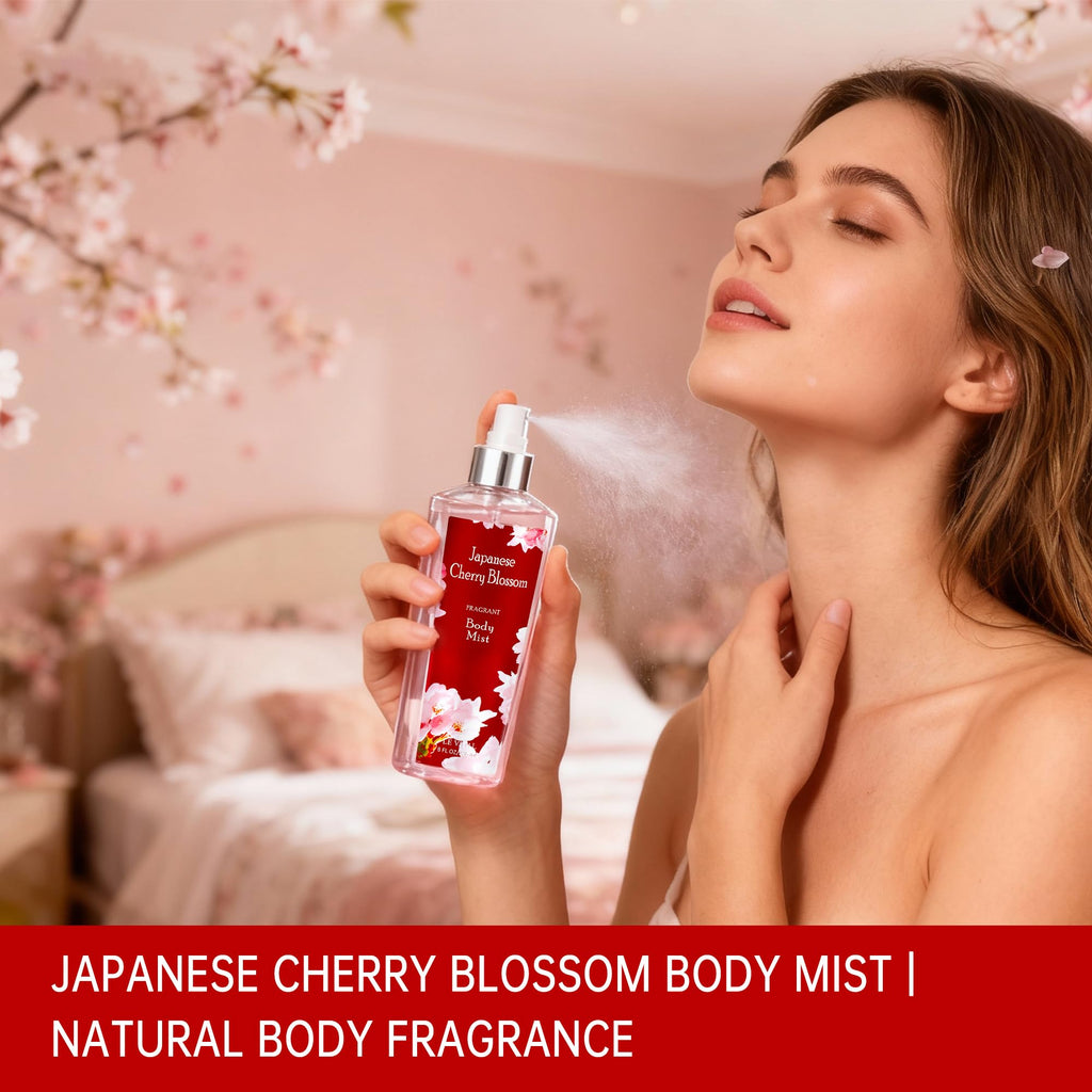 Vital Luxury Japanese Cherry Blossom Bath & Body Care Set – Mist & Cream (8 oz each)