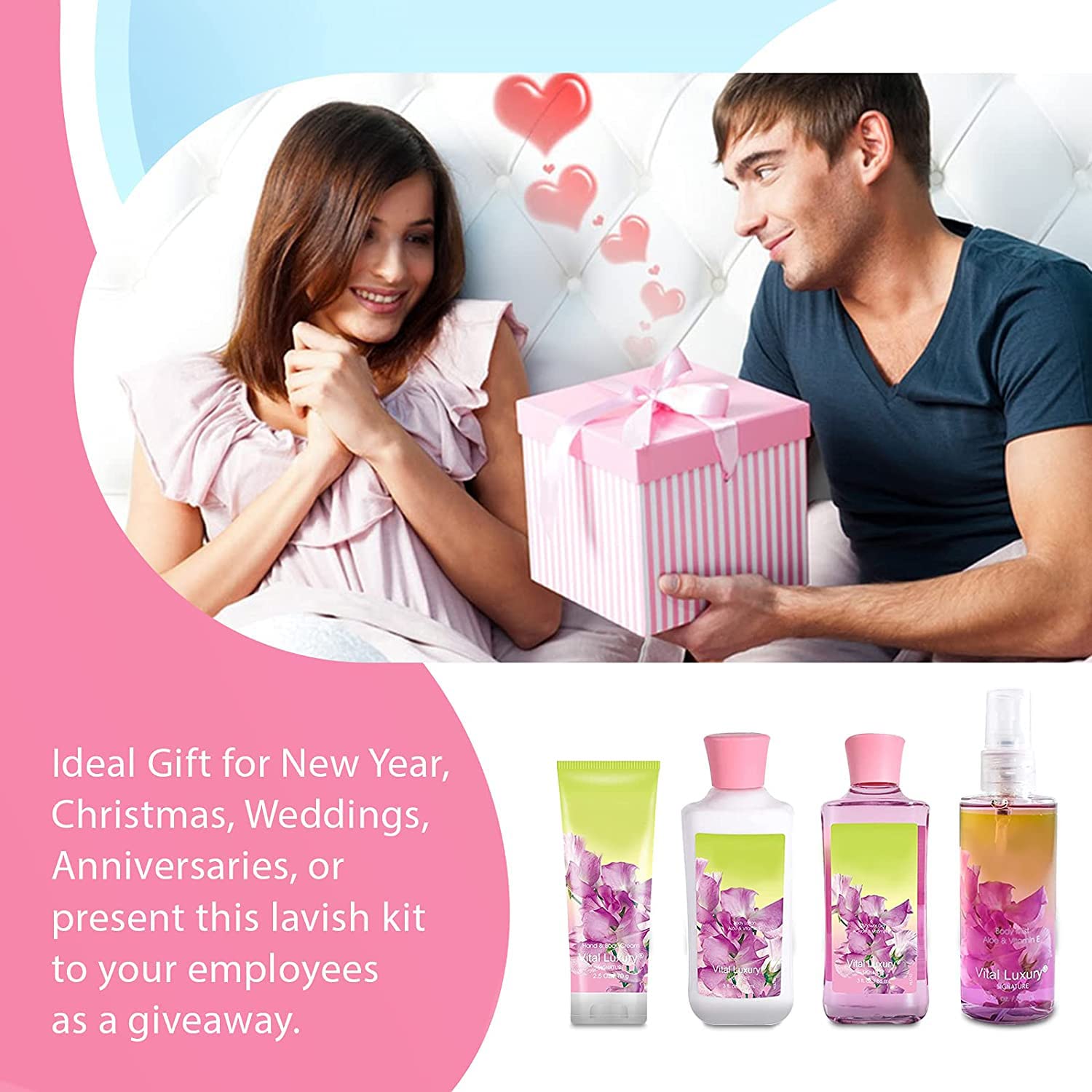Vital Luxury Sweet Pea Bath & Body Kit – 3 oz Each | Gift Set for Her