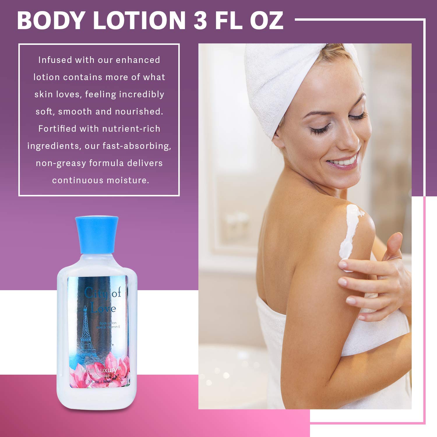Vital Luxury Bath & Body Travel Set – City of Love: Shower Gel, Lotion, Mist