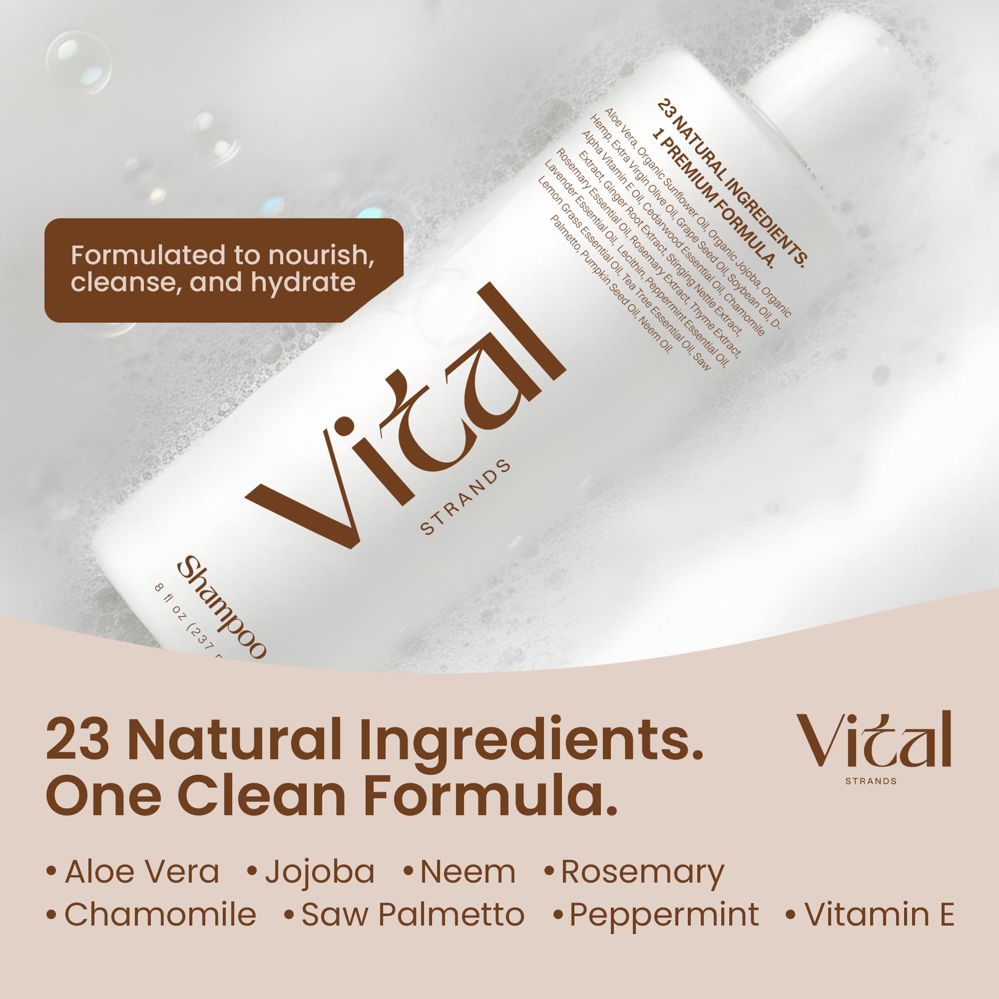 Vital Strands Hair Growth Shampoo for Thinning Hair – Rosemary, Nettle & Saw Palmetto | 8 fl oz