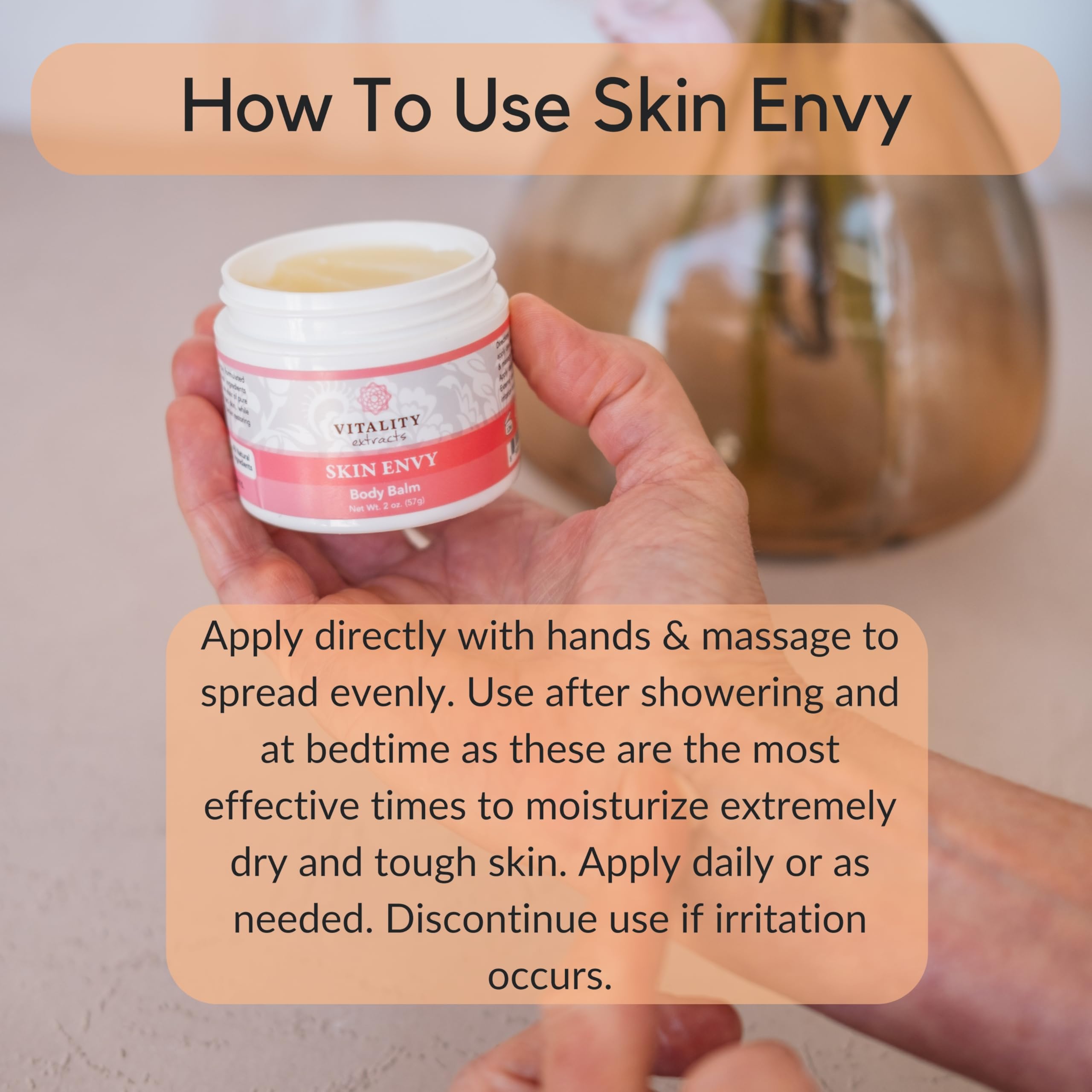 Vitality Skin Envy Balm – All-Natural Moisturizer with Beeswax, Vitamin A, Coconut Oil