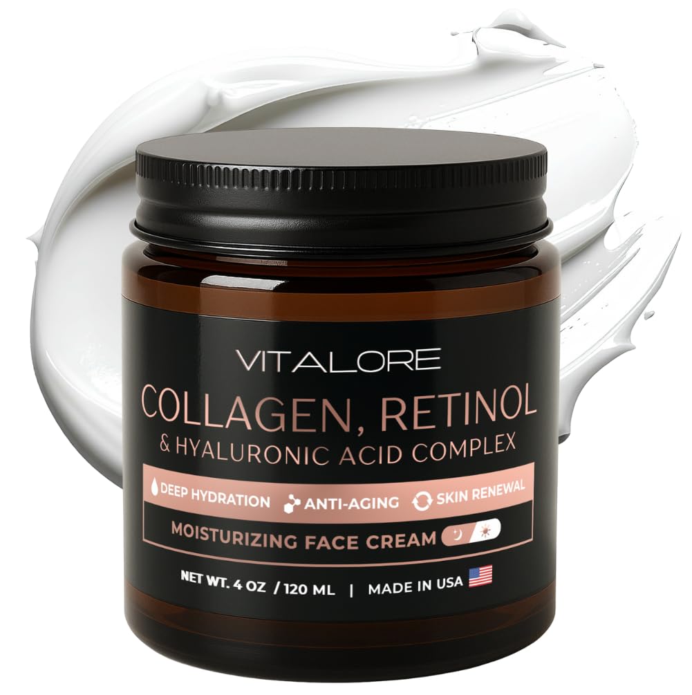Vitalore Anti-Aging Face Cream – Collagen, Retinol & Hyaluronic Acid | 4oz Jar