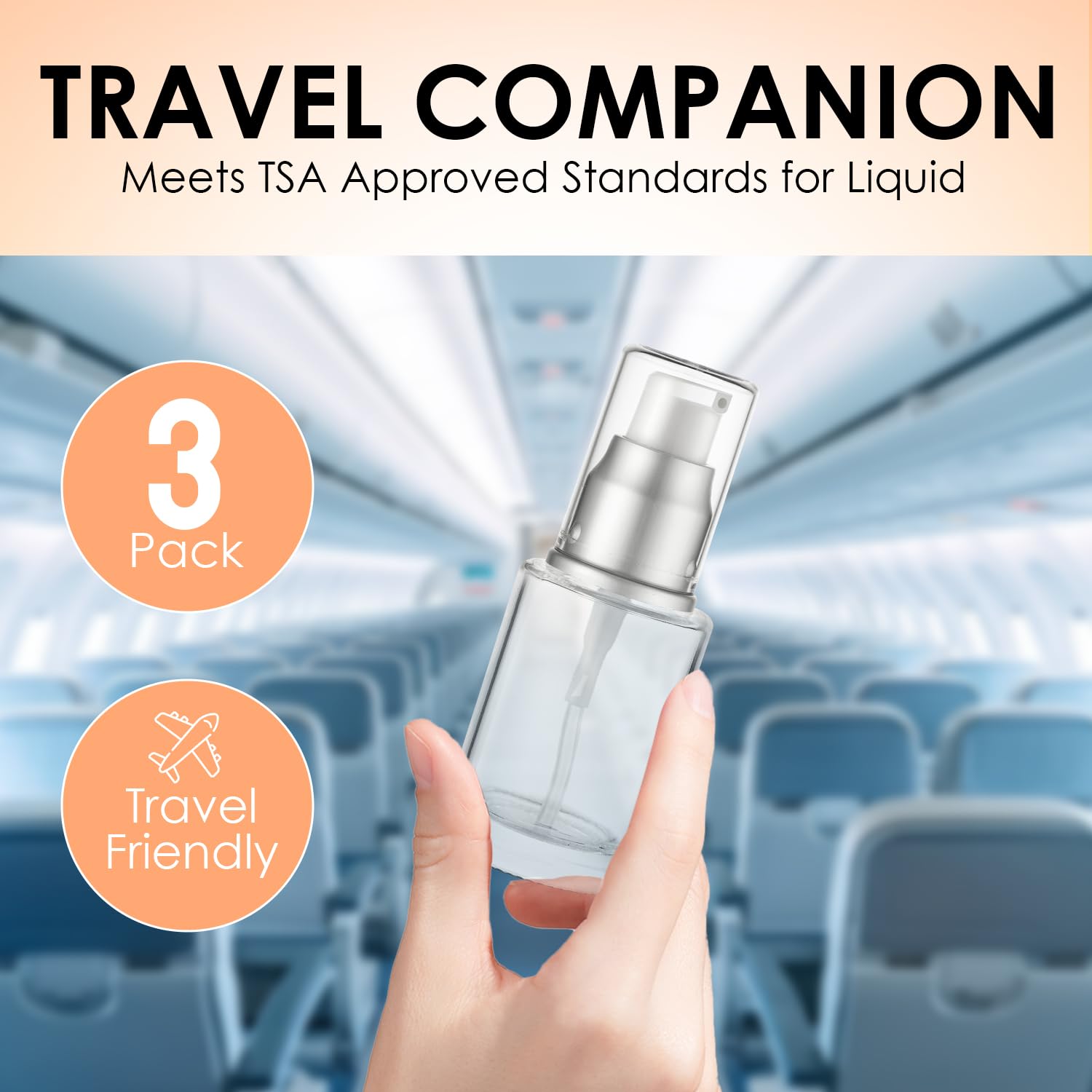 VitalUp 1 Oz 30ml Refillable Glass Lotion Pump Bottle with Silver Cap – Pack of 3