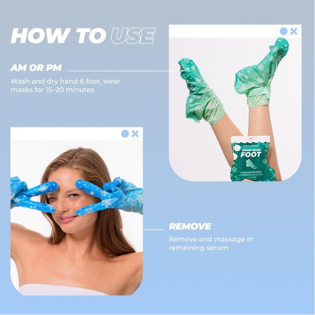 Vitamasques Holiday Snow Bliss Hand & Foot Mask Set | Hydration for Dry Hands & Feet, Spa Gift Edition