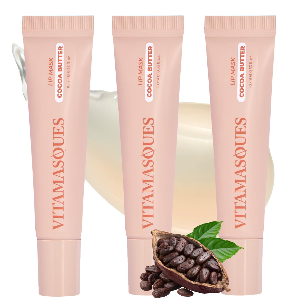 Vitamasques Lip Mask | Hydrating Cocoa Butter Lip Balm with Vitamins & Natural Oils (3-Pack)