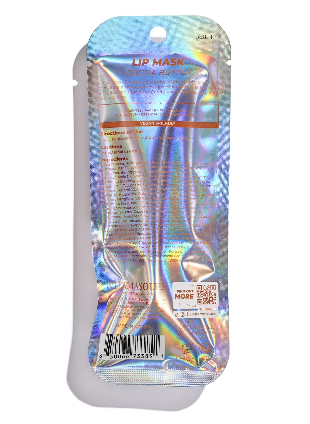 Vitamasques Lip Mask | Hydrating Cocoa Butter Lip Balm with Vitamins & Natural Oils (3-Pack)