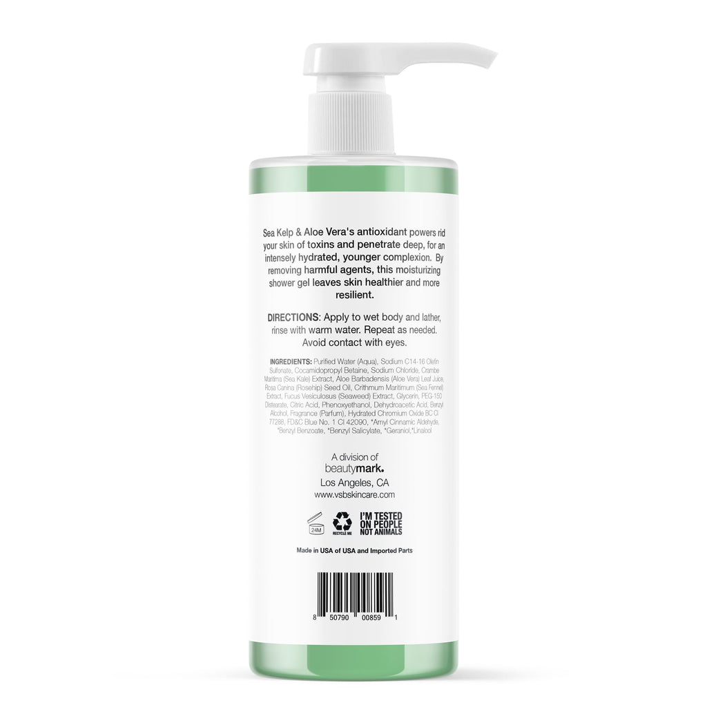 VITAMINS AND SEA BEAUTY Moisturizing Body Wash with Sea Kelp & Aloe Vera – Hydrating Shower Gel (33.8 fl oz)