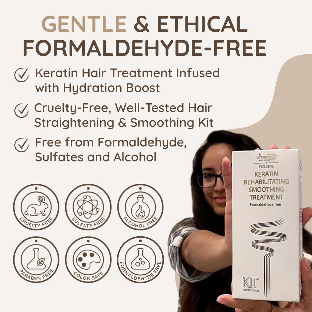 VITAMINS Hair Cosmetics Keratin Straightening Kit — At-Home Salon Results (Formaldehyde Free)