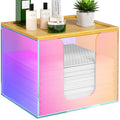 VITVITI Disposable Face Towel Holder Box – Acrylic Towel Storage with Bamboo Lid