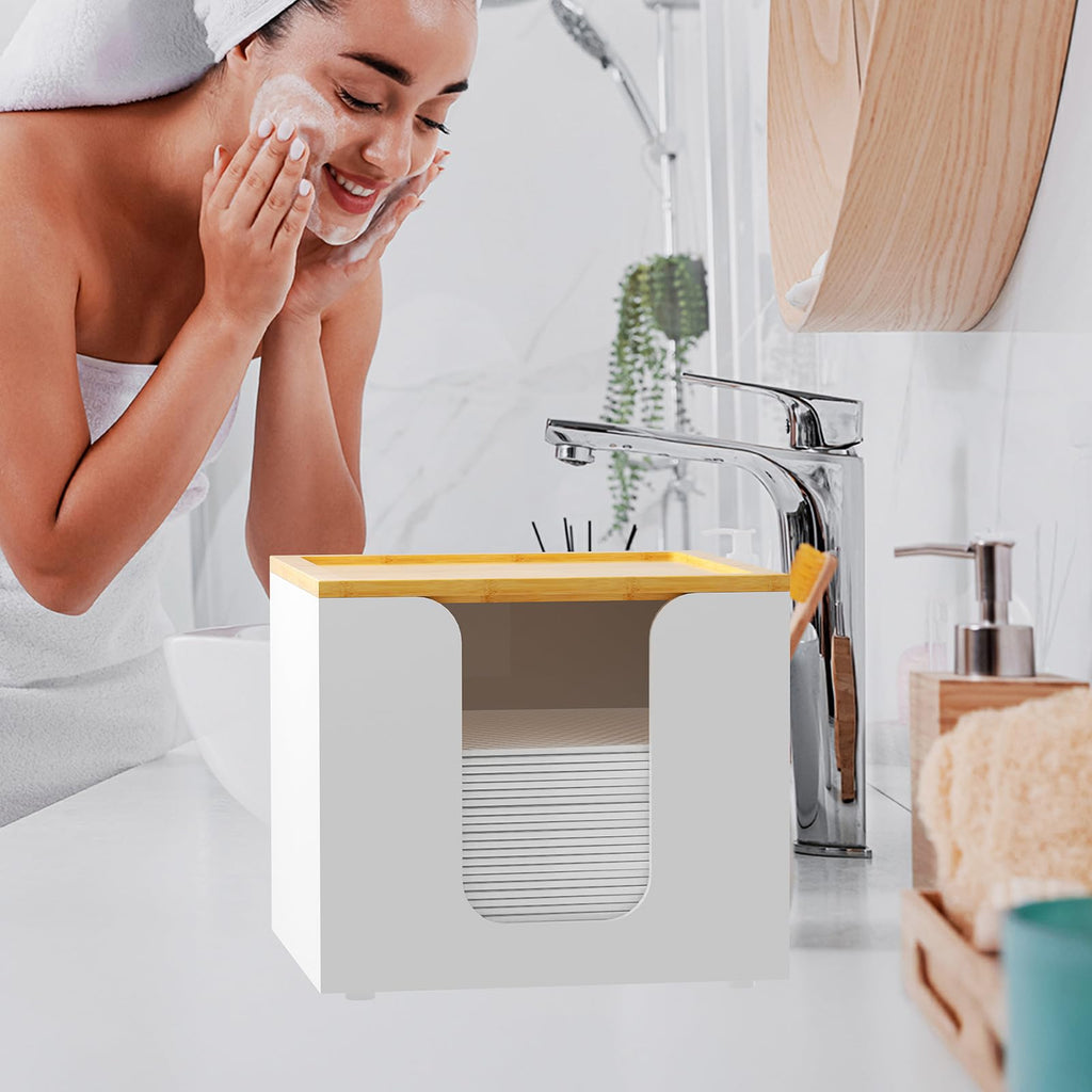VITVITI Disposable Face Towel Holder Box – Acrylic with Bamboo Lid for Large Towels