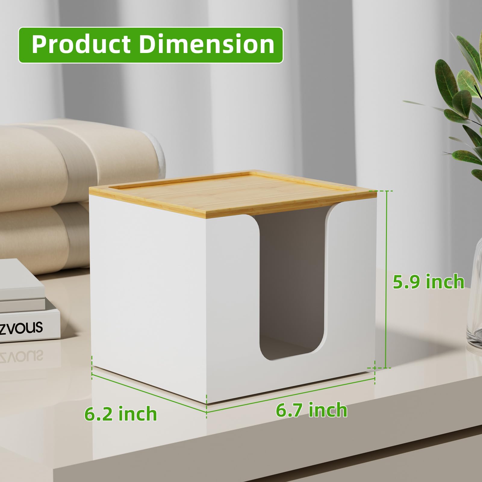 VITVITI Disposable Face Towel Holder Box – Acrylic with Bamboo Lid for Large Towels