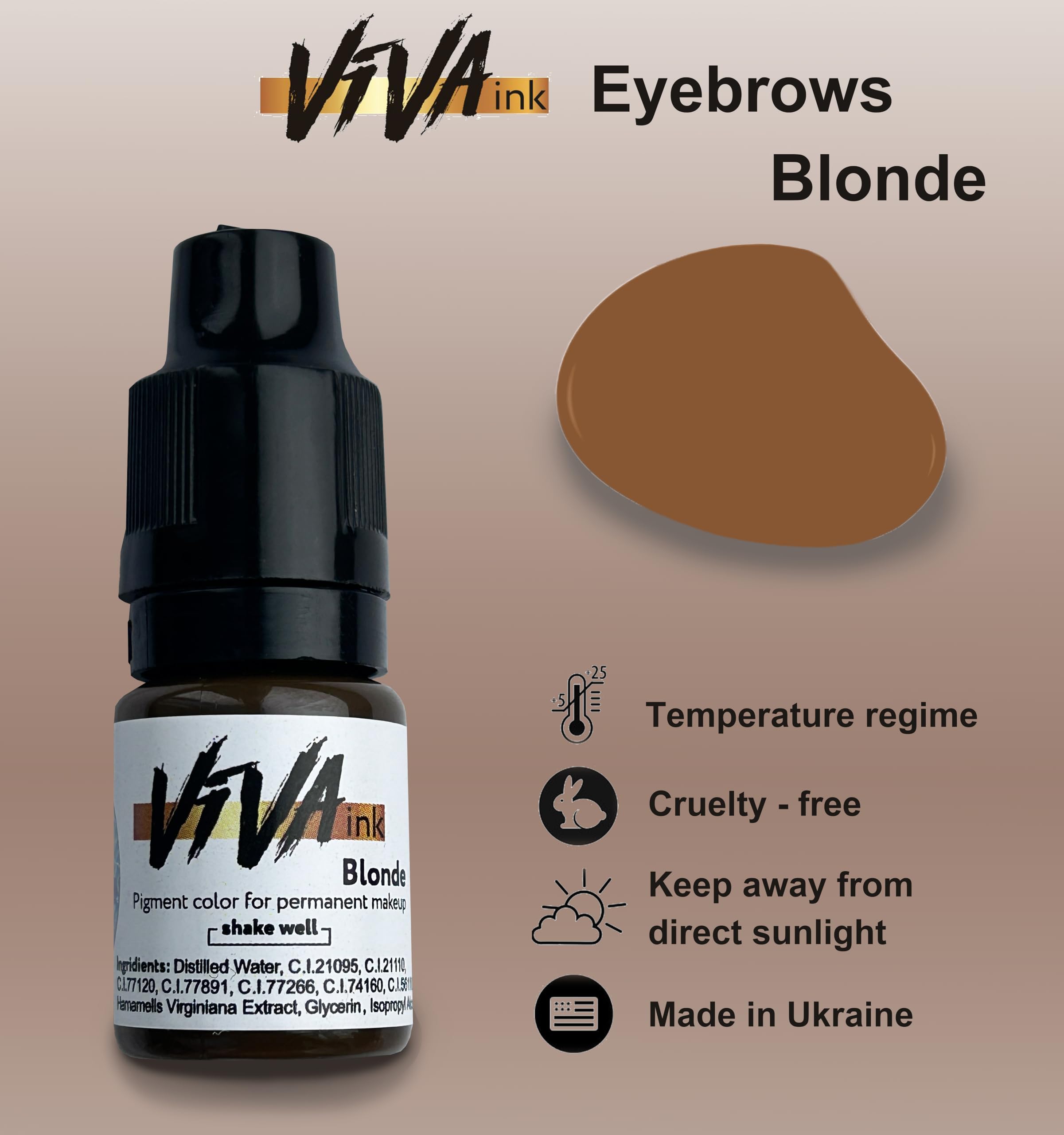 VIVA INK Eyebrow Pigment Blonde – Long-Lasting Microblading Ink (0.2 oz)