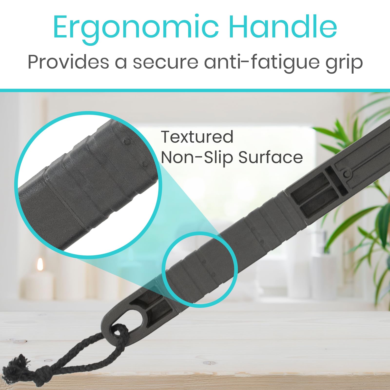 Vive Long Handled Loofah Stick – Extended Reach Bath Scrubber with Extra Pouf