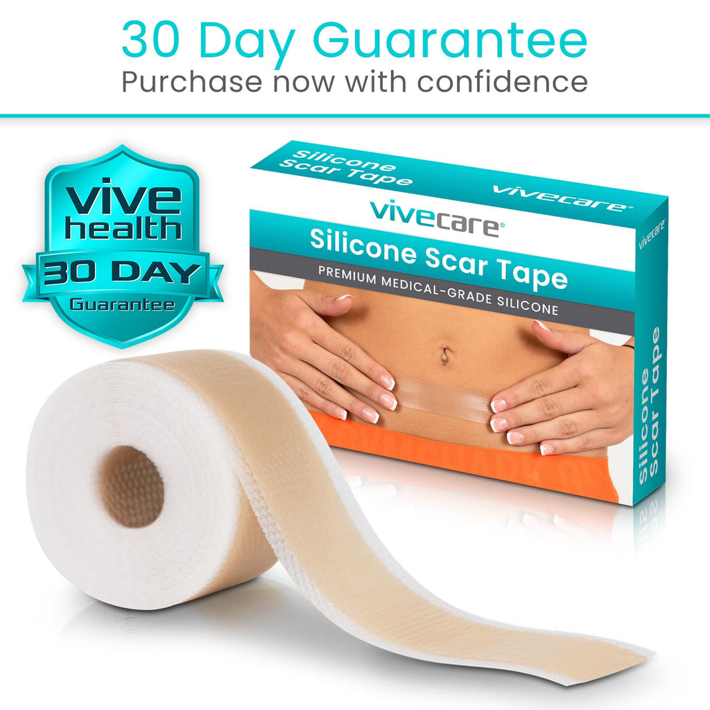 Vive Care Silicone Scar Sheets Tape – 1.6 inch x 120 inch Roll – Medical-Grade, Waterproof & Reusable