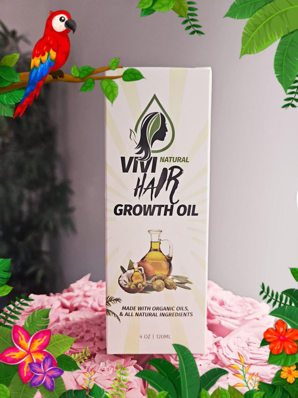 Vivi Natural Hair Growth Oil – 4 oz (120 ml) with Organic Oils & Herbs