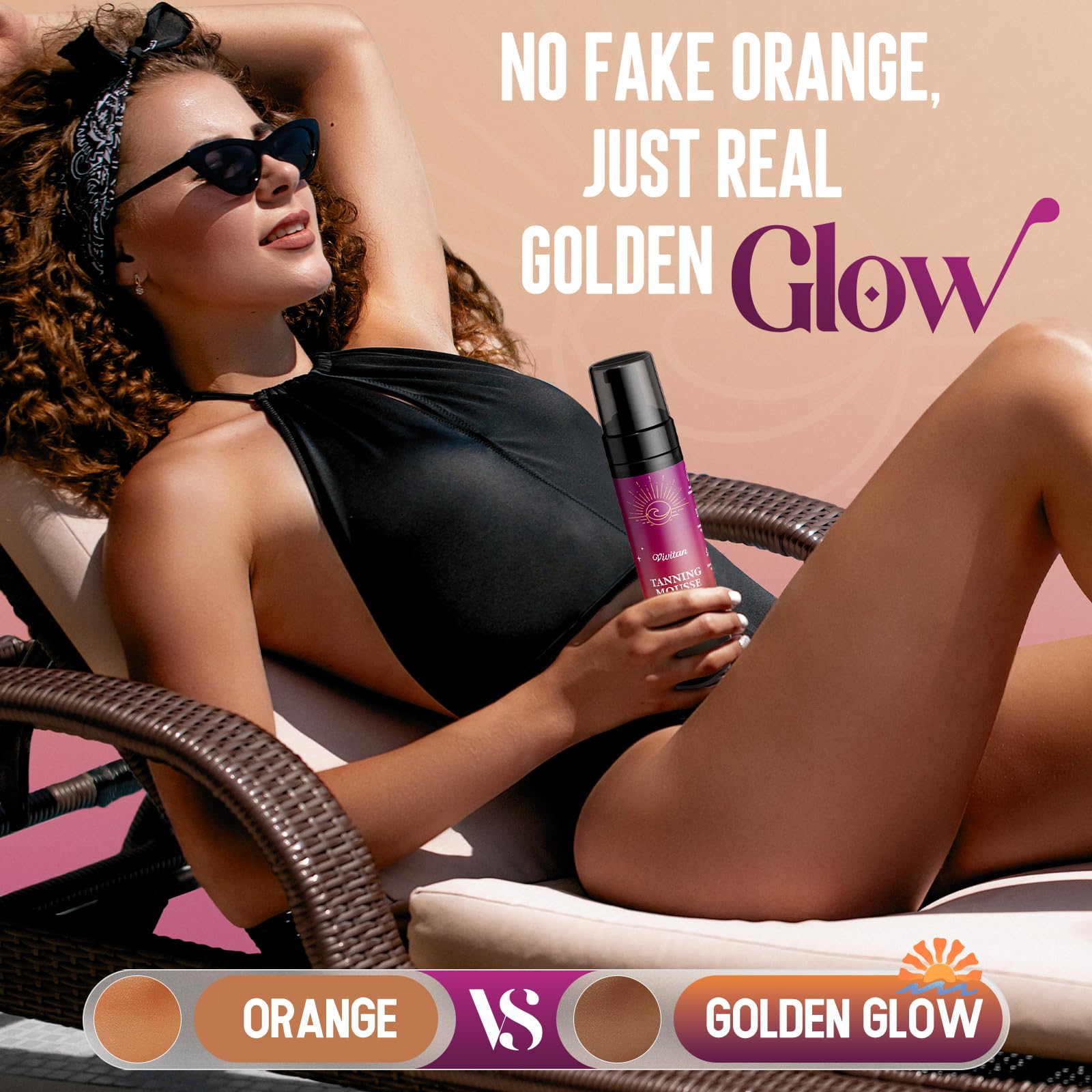 VIVITAN Self Tanner Mousse Kit – 250mL XL + Pro Tools | 1-Hour Express Bronze, No Orange