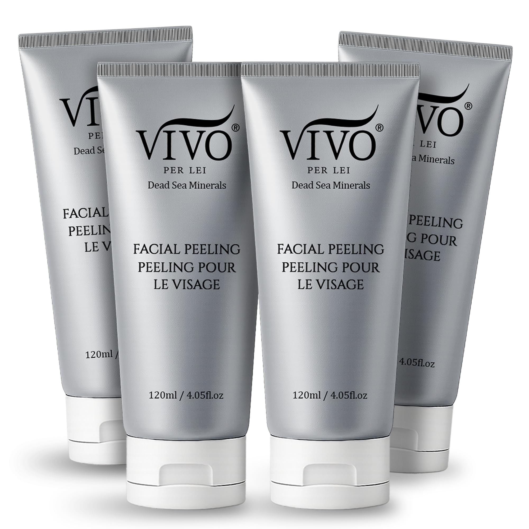 Vivo Per Lei Facial Peeling Gel – Gentle, Non-Abrasive Exfoliator for Sensitive, Dry & Mature Skin (4 x 4.05 oz)