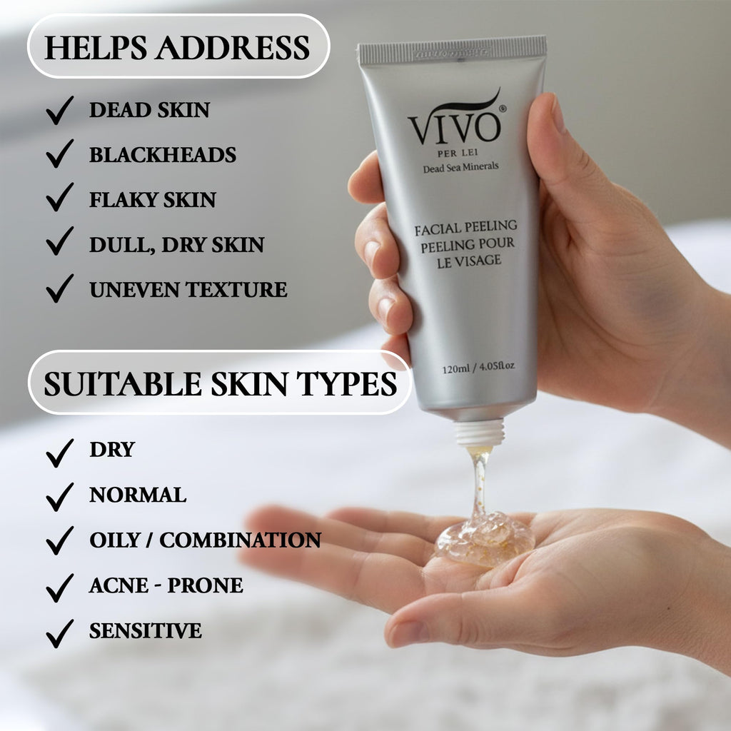 Vivo Per Lei Facial Peeling Gel – Gentle, Non-Abrasive Exfoliator for Sensitive, Dry & Mature Skin (4 x 4.05 oz)