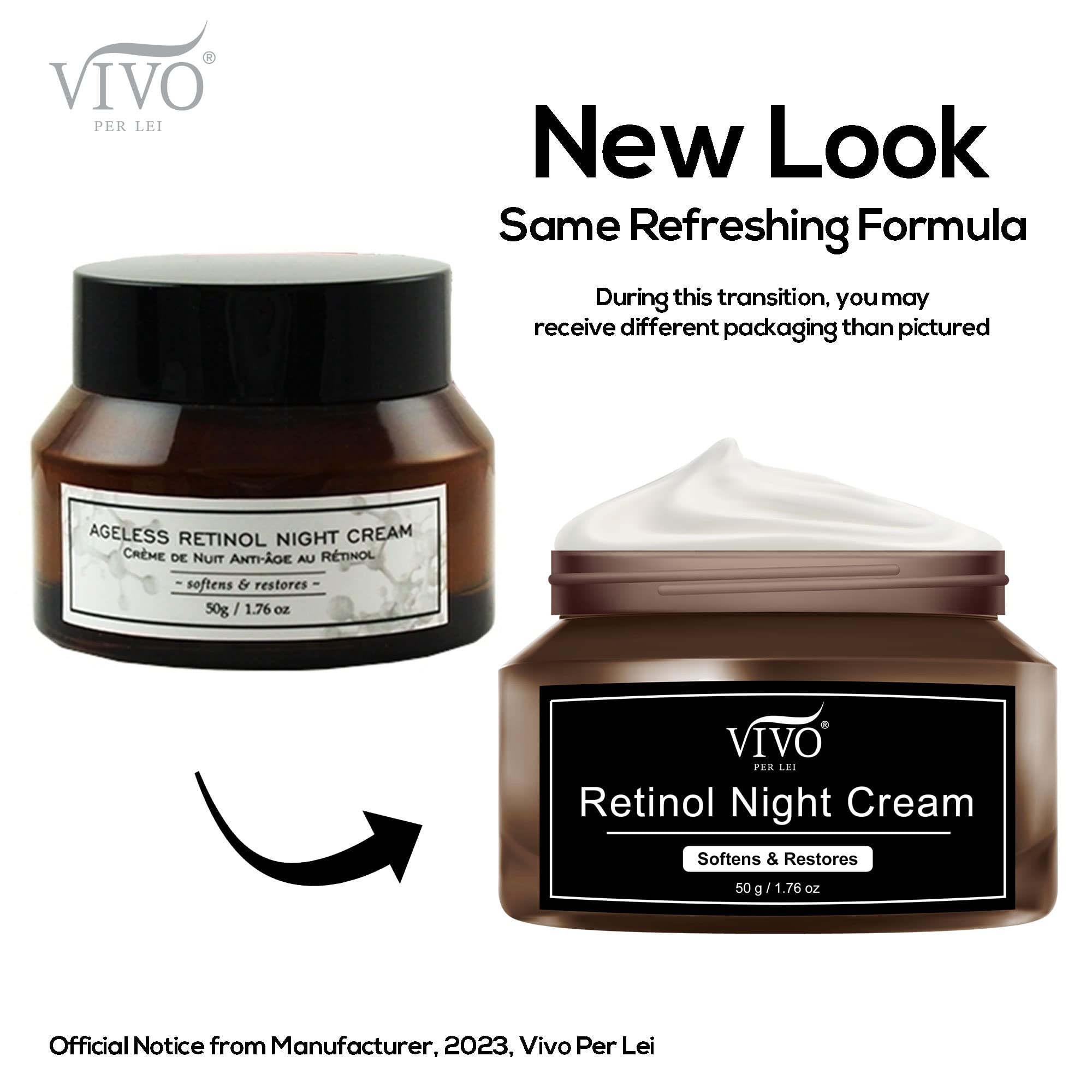 Vivo Per Lei Retinol Night Cream - Anti Aging Face Moisturizer for Women, 1.76 oz