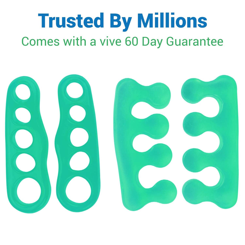 VIVEsole Toe Separators for Men & Women – Small (2 Pairs) Silicone Gel Spacers for Plantar Fasciitis, Bunions & Overlapping Toes