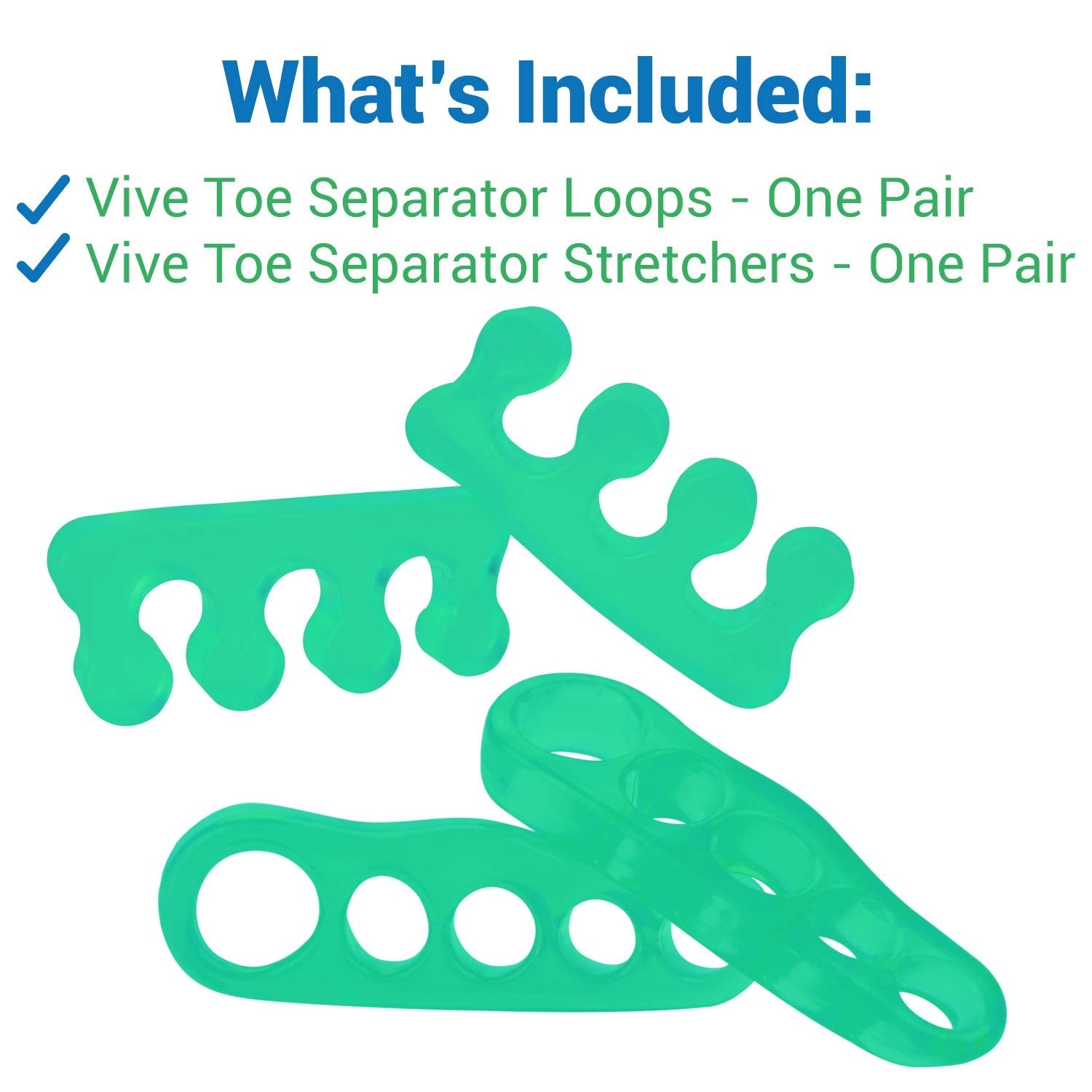 VIVEsole Toe Separators for Men & Women – Small (2 Pairs) Silicone Gel Spacers for Plantar Fasciitis, Bunions & Overlapping Toes