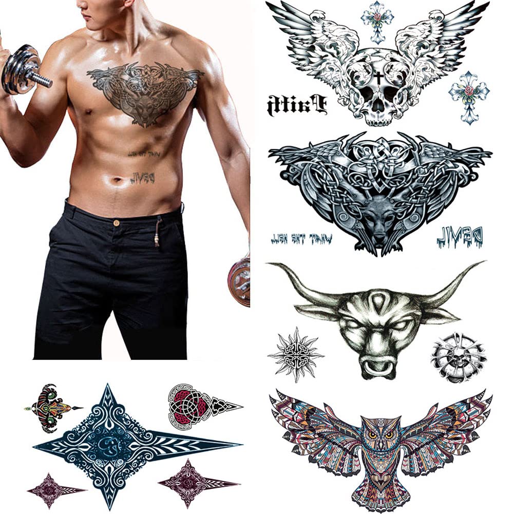 VIWIEU Large Tattoos: 5 Sheets of 3D Realistic Temporary Body Art