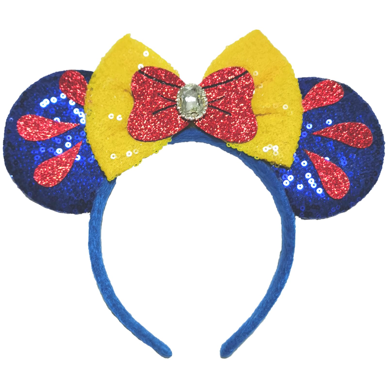 Viwind Bow Ear Headbands for Women – Glitter Snow White Mouse Ears for Adults