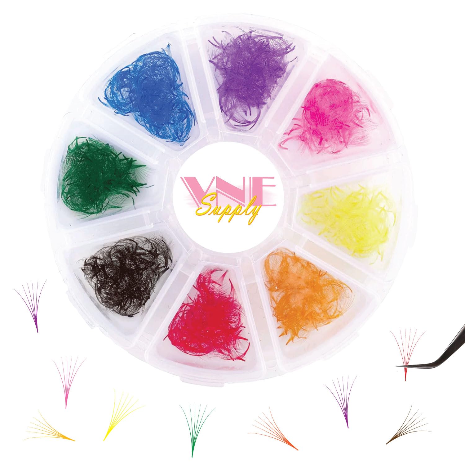 VNESUPPLY 501 Pcs Mixed Color Lash Extensions | Premade Russian Volume Lashes 16mm, 3D C Curl
