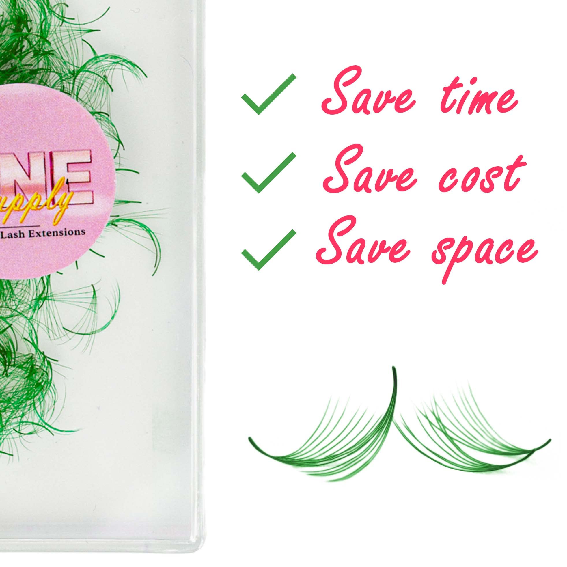 VNE 500 Fans Colorful Lash Extensions | Premade Mega Volume Lashes (6D), White, D Curl, 12mm | VNESUPPLY