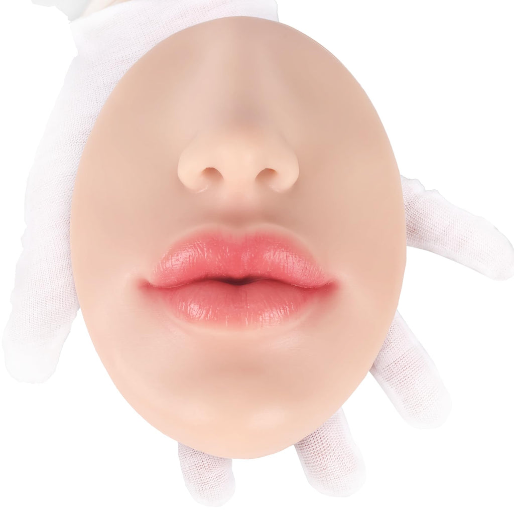 Vnmcry Silicone Nose & Mouth Practice Model | Realistic Lip & Nose Display for Piercing Training (Ivory, L-Thick Lip)