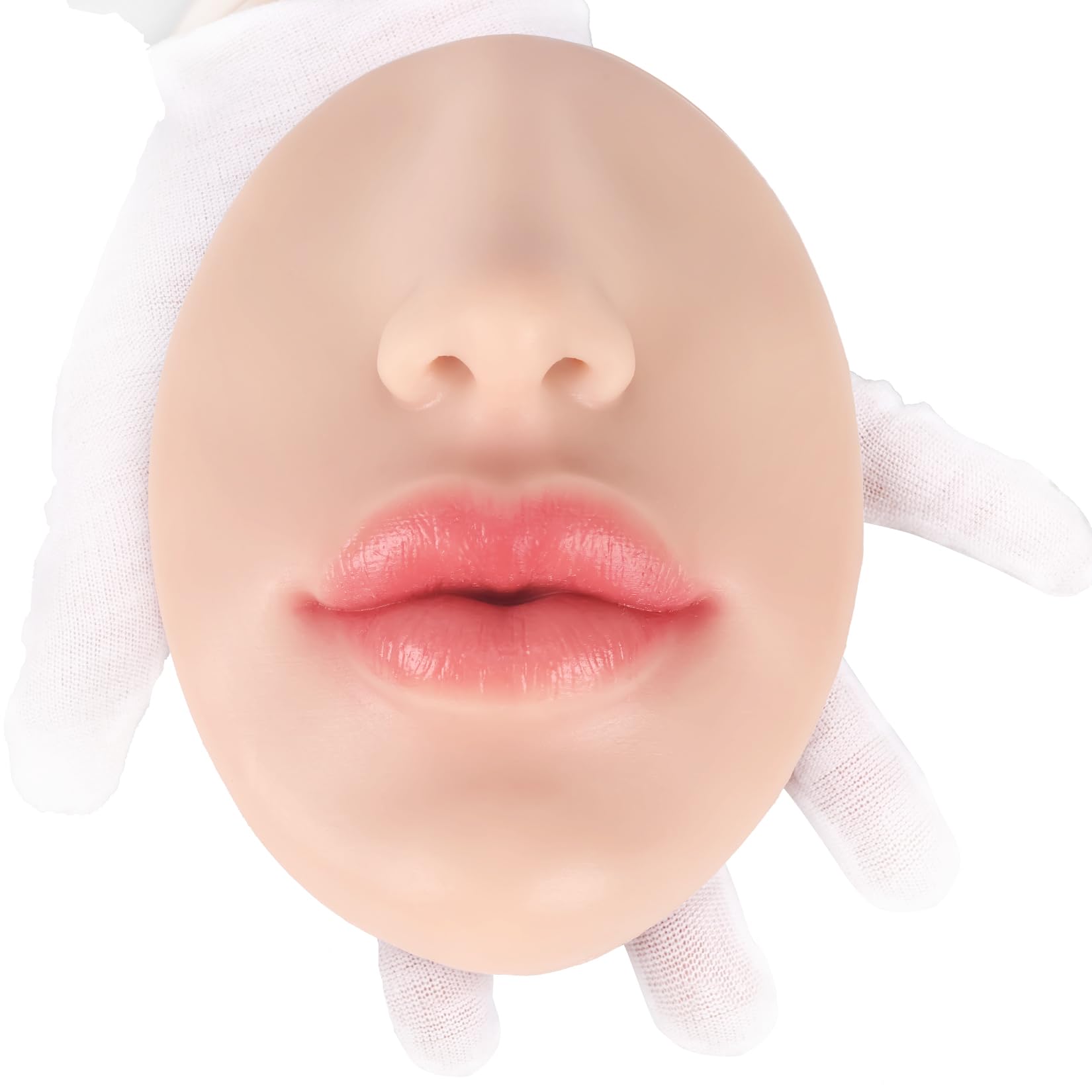Vnmcry Silicone Nose & Mouth Practice Model | Realistic Lip & Nose Display for Piercing Training (Ivory, L-Thick Lip)