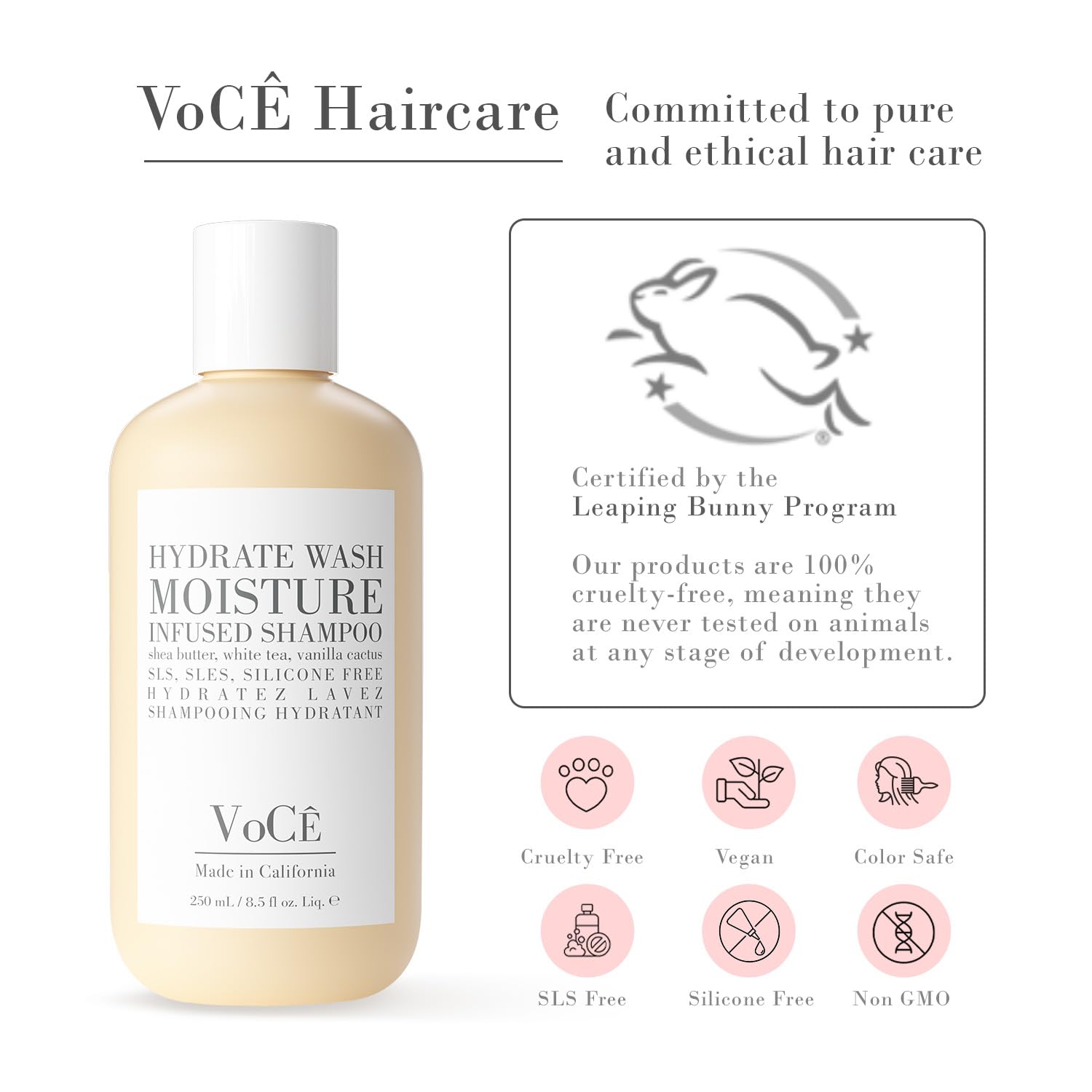 VoCÊ Natural Hydrating Shampoo for Dry, Frizzy Hair | Vegan, Color-Safe & Cruelty-Free